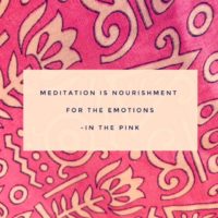 Meditation is nourishment for the emotions